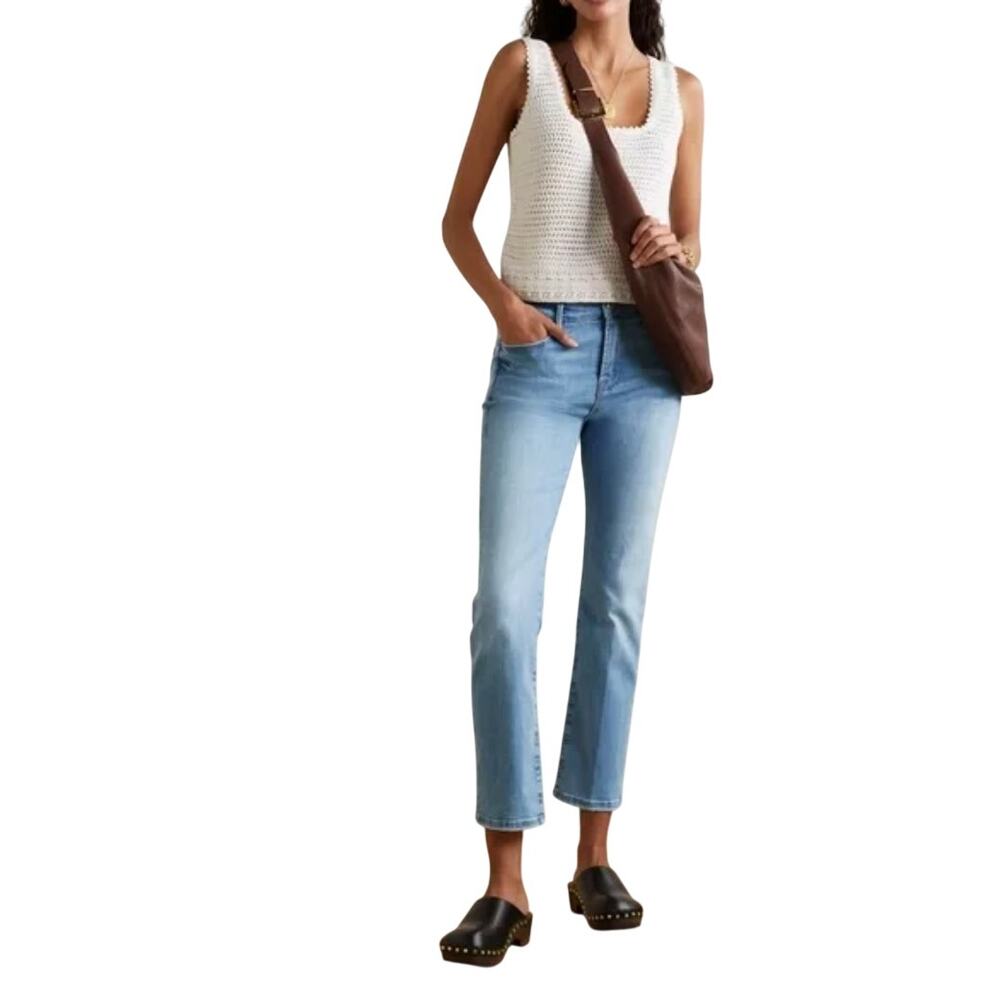 Frame Le High Straight Denim Jeans Crestmont Ankle Crop Light Wash Mid Rise 24